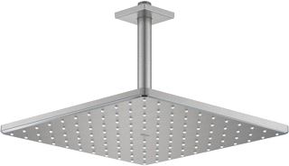 GROHE RAINSHOWER SMARTACTIVE HOOFDDOUCHESET: HOOFDDOUCHE 310 VIERKANT MET DOUCHEARM PLAFONDMONTAGE 14.2CM MET 1 STRAALSOORT SUPERSTEEL 