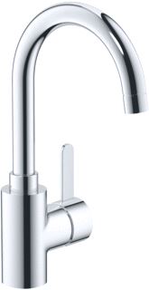 GROHE EUROSMART COSMOPOLITAN 1-GATS WASTAFELKRAAN L-SIZE MET GLADDE BODY MET PUSH OPEN CHROOM 