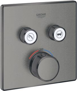 GROHE GROHTHERM SMARTCONTROL AFBOUWDEEL VOOR INBOUWKRAAN THERMOSTATISCH MET OMSTEL VOOR 2 FUNCTIES VIERKANT BRUSHED HARD GRAPHITE 