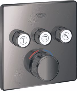 GROHE GROHTHERM SMARTCONTROL AFBOUWDEEL VOOR INBOUWKRAAN THERMOSTATISCH MET OMSTEL VOOR 3 FUNCTIES VIERKANT HARD GRAPHITE 