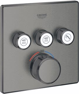 GROHE GROHTHERM SMARTCONTROL AFBOUWDEEL VOOR INBOUWKRAAN THERMOSTATISCH MET OMSTEL VOOR 3 FUNCTIES VIERKANT BRUSHED HARD GRAPHITE 