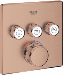 GROHE GROHTHERM SMARTCONTROL AFBOUWDEEL VOOR INBOUWKRAAN THERMOSTATISCH MET OMSTEL VOOR 3 FUNCTIES VIERKANT BRUSHED WARM SUNSET 