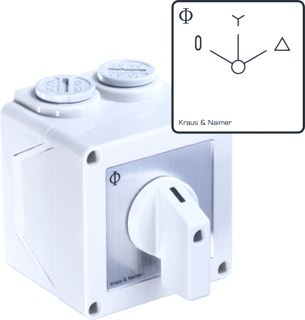 KRAUS & NAIMER DAHLANDERSCHAKELAAR 20A 0-1-2 FRONTINBOUW OPBOUW IP65 