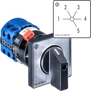 KRAUS & NAIMER STAPPENSCHAKELAAR 20A 2 POLIG 60° 1-5 CENTRAAL IP66