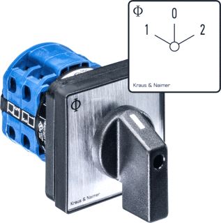 KRAUS & NAIMER OMSCHAKELAAR 20A 2 POLIG HAND-0-AUTO FRONTINBOUW 4 GATS IP66