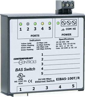 ABB BUSCH JAEGER BACNET GEBOUWBEHEER EIBAS-100T/R ETHERNET SWITCH DIN-RAIL 5 POORTS