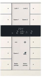 ABB BUSCH KNX TENTON RUIMTETEMPERATUURREGELAAR SLAVE MET 10-VOUDIG BEDIENINGSELEMENT MET BUSAANKOPPELAAR MET TEKSTVELD F-MATWIT 