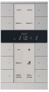 ABB BUSCH KNX TENTON RUIMTETEMPERATUURREGELAAR SLAVE MET 10-VOUDIG BEDIENINGSELEMENT MET BUSAANKOPPELAAR MET TEKSTVELD F-ALUZILVE 