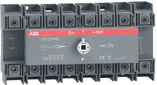 ABB COMPONENTEN SWITCHLINE LASTSCHEIDER HOOFDSCHAKELAAR 4-POLIG 125A 750V IP20 KNOP ZWART