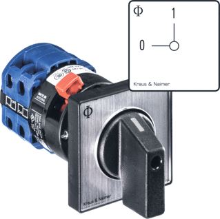 KRAUS & NAIMER AAN/UIT SCHAKELAAR 20A 2 POLIG 90° 0-1 FRONTINBOUW CENTRAAL IP66.