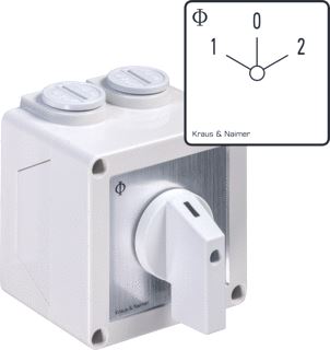 KRAUS & NAIMER OMSCHAKELAAR 25A 4 POLIG 60° 1-0-2 OPBOUW IP42