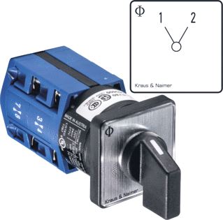 KRAUS & NAIMER OMSCHAKELAAR 20A 3 POLIG 60° 1-2 FRONTINBOUW 4 GATS IP40 