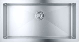 GROHE RECHTHOEKIGE ENKELE SPOELBAK BLADMONTAGE OP-/ONDERBOUW AFVOERPLUG VUILAFSTOTEND RVS 304 HXBXD 200X864X464MM 