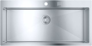 GROHE RECHTHOEKIGE ENKELE SPOELBAK BLADMONTAGE OPBOUW AFVOERPLUG VUILAFSTOTEND WASTE RVS 304 HXBXD 200X1024X510MM 