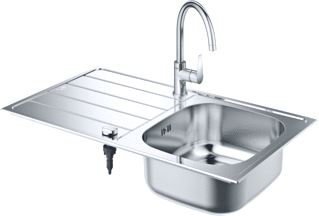 GROHE RECHTHOEKIGE ENKELE SPOELBAK BLADMONTAGE OPBOUW AFVOERPLUG VUILAFSTOTEND WASTE RVS 304 HXBXD 160X860X500MM 