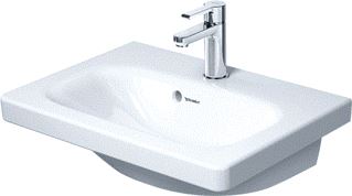 DURAVIT DURASTYLE WASTAFEL 550 MM WIT HOOGGLANS KRAANVLAK MET 1 KRAANGAT OVERLOOP POSITIE ZEEPDISPENSER: ZONDER 