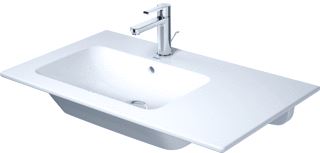 DURAVIT ME BY STARCK WASTAFEL 830 MM WIT HOOGGLANS KRAANVLAK MET 1 KRAANGAT OVERLOOP WONDERGLISS 