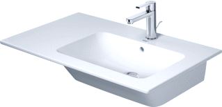 DURAVIT ME BY STARCK WASTAFEL 830 MM WIT HOOGGLANS KRAANVLAK MET 1 KRAANGAT OVERLOOP POSITIE ZEEPDISPENSER: ZONDER 