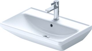 DURAVIT D-NEO WASTAFEL 650 MM WIT HOOGGLANS KRAANVLAK AANTAL KRAANGATEN PER WASBAK: 1 OVERLOOP POSITIE ZEEPDISPENSER: ZONDER 