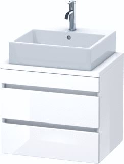 DURAVIT DURASTYLE CONSOLE WASTAFELMEUBEL 600X478 MM KLEUR FRONT: LINNEN MAT KLEUR CORPUS: BASALT MAT AANTAL SCHUIFLADES: 2 SIFONUITSPARING