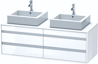 DURAVIT KETHO CONSOLE WASTAFELMEUBEL 1400X550 MM KLEUR FRONT: WIT HOOGGLANS KLEUR CORPUS: WIT HOOGGLANS KLEUR GREEP: ZILVER HOOGGLANS AANTAL SCHUIFLADES: 4 AANTAL UITSPARINGEN: 2 SIFONUITSPARING INCL. CONSOLEPLAAT 