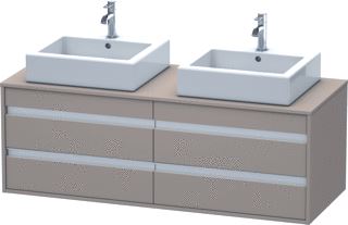 DURAVIT KETHO CONSOLE WASTAFELMEUBEL 1400X550 MM KLEUR FRONT: BASALT MAT KLEUR CORPUS: BASALT MAT KLEUR GREEP: ZILVER HOOGGLANS AANTAL SCHUIFLADES: 4 AANTAL UITSPARINGEN: 2 SIFONUITSPARING INCL. CONSOLEPLAAT 