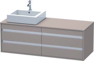 DURAVIT KETHO CONSOLE WASTAFELMEUBEL 1400X550 MM KLEUR FRONT: BASALT MAT KLEUR CORPUS: BASALT MAT KLEUR GREEP: ZILVER HOOGGLANS AANTAL SCHUIFLADES: 4 AANTAL UITSPARINGEN: 1 SIFONUITSPARING INCL. CONSOLEPLAAT 