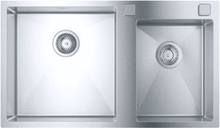 GROHE RECHTHOEKIGE DUBBELE SPOELBAK ONDERBOUW AFVOERPLUG VUILAFSTOTEND WASTE RVS 304 HXBXD 296X500X860MM 