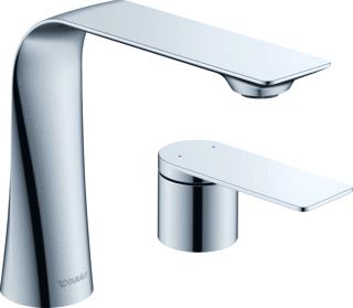 DURAVIT D.1 2-GATS WASTAFELKRAAN MET VASTE UITLOOP 14.8CM CHROOM 