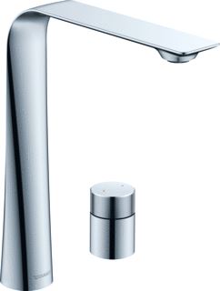 DURAVIT D.1 2-GATS WASTAFELKRAAN MET VASTE UITLOOP 18CM CHROOM 