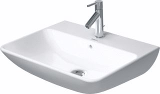 DURAVIT ME BY STARCK WASTAFEL 600 MM WIT ZIJDEMAT KRAANVLAK MET 1 KRAANGAT OVERLOOP POSITIE ZEEPDISPENSER: ZONDER 