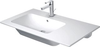 DURAVIT STARCK ME MEUBELWASTAFEL ASYMMETRISCH MET WASTAFEL LINKS 83X49CM MET 1 KRAANGAT MET OVERLOOP MAT WIT 