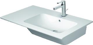 DURAVIT STARCK ME MEUBELWASTAFEL ASYMMETRISCH MET WASTAFEL RECHTS 83X49CM MET 1 KRAANGAT MET OVERLOOP MAT WIT 