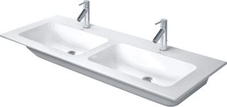 DURAVIT STARCK ME MEUBELWASTAFEL DUBBEL MET 2X1 KRAANGAT MET OVERLOOP 130X49CM MET WG MAT WIT 