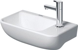 DURAVIT STARCK ME FONTEIN MET 1 KRAANGAT RECHTS ZONDER OVERLOOP 40X22CM MET WG MAT WIT 7174032001 