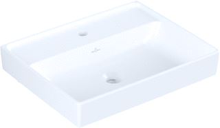 VILLEROY & BOCH COLLARO WASTAFEL HOEKIG 3-GATS KRAANGAT MIDDEL DOORGESTOKEN WAND 440 X 550MM (DXB) STEEN WIT KERAMIEKPLUS 