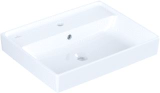 VILLEROY & BOCH COLLARO WASTAFEL HOEKIG VOOR 3-GATS KRAANGAT MIDDEL DOORGESTOKEN OVERLOOP WAND 440 X 550MM (DXB) WIT ALPINE 