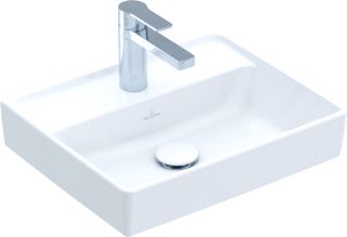 VILLEROY & BOCH COLLARO FONTEIN HOEKIG VOOR 1-GAT KRAANGAT DOORGESTOKEN WAND 370 X 450MM (DXB) WIT ALPINE KERAMIEKPLUS 