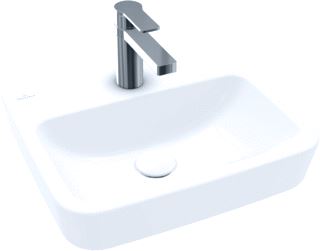 VILLEROY & BOCH O.NOVO OPZETFONTEIN 450X370 MM ZONDER OVERLOOP MET KRAANGAT ANTIBAC CERAMICPLUS ALPINE WIT 