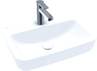 VILLEROY & BOCH O.NOVO FONTEIN 500X370 MM ZONDER OVERLOOP MET KRAANGAT ANTIBAC CERAMICPLUS ALPINE WIT 