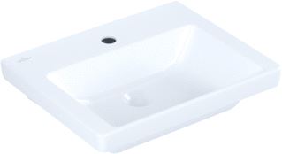 VILLEROY & BOCH SUBWAY 3.0 FONTEIN 500X400MM. VOOR 1-GAT ARMATUUR KRAANGAT GESTOKEN ZONDER OVERLOOP. WIT ALPIN C+ 