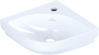 VILLEROY & BOCH SUBWAY 3.0 HOEKFONTEIN KWARTROND VOOR 1-GAT ARMATUUR KRAANGAT DOORGESTOKEN ZONDER OVERLOOP. ALPIN WIT CERAMICPLUS