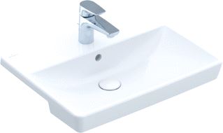 VILLEROY & BOCH AVENTO OPBOUWWASTAFEL 3-GATS ARMATUUR MIDDEL KRAANGAT DOORG OVERLOOP 550 X 440MM (BXD) APLINE WIT KERAMIEKPLUS 