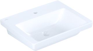 VILLEROY & BOCH SUBWAY 3.0 WASTAFEL 550X440MM. VOOR 3-GATS ARMATUUR MIDDELSTE KRAANGAT GESTOKEN ZONDER OVERLOOP. WIT ALPIN C+