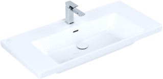 VILLEROY & BOCH SUBWAY 3.0 MEUBELWASTAFEL 1000X470MM. VOOR 3-GATS ARMATUUR MIDDELSTE KRAANGAT GESTOKEN MET OVERLOOP. WIT ALPIN C+