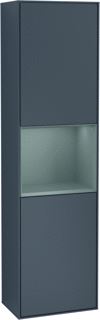 VILLEROY & BOCH FINION HOGE KAST MET VERLICHTING 2 DEUREN SCHARNIER LINKS 418X1516X270MM VAK OLIVE MATT LACQUER CORPUS MIDNIGHT BLUE MATT LACQUER 