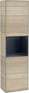 VILLEROY & BOCH FINION HOGE KAST MET VERLICHTING 2 DEUREN SCHARNIER LINKS 418X1516X270MM VAK BLACK MATT LACQUER CORPUS OAK VENEER