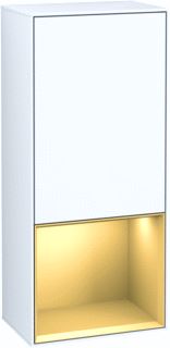 VILLEROY & BOCH FINION ZIJKAST MET VERLICHTING SCHARNIER RECHTS VAK ONDER 418X936X270MM VAK GOLD MATT LACQUER CORPUS GLOSSY WHITE LACQUER