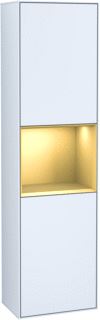 VILLEROY & BOCH FINION HOGE KAST MET VERLICHTING 2 DEUREN SCHARNIER LINKS 418X1516X270MM VAK GOLD MATT LACQUER CORPUS WHITE MATT LACQUER