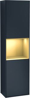 VILLEROY & BOCH FINION HOGE KAST MET VERLICHTING 2 DEUREN SCHARNIER LINKS 418X1516X270MM VAK GOLD MATT LACQUER CORPUS BLACK MATT LACQUER